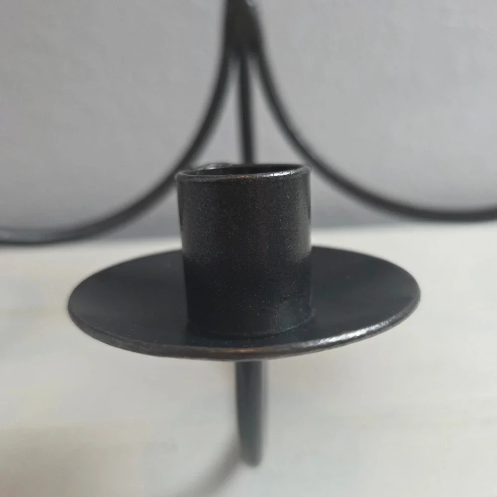 Black Wrought Iron 3 Light Heart Candelabra Taper Candle Holder Rustic Farmhouse